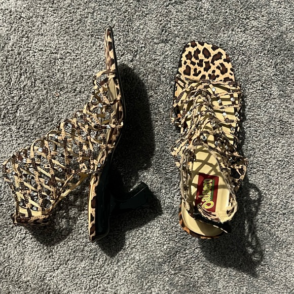 Salsero cheetah rhinestone heel sz 10 - Picture 2 of 4
